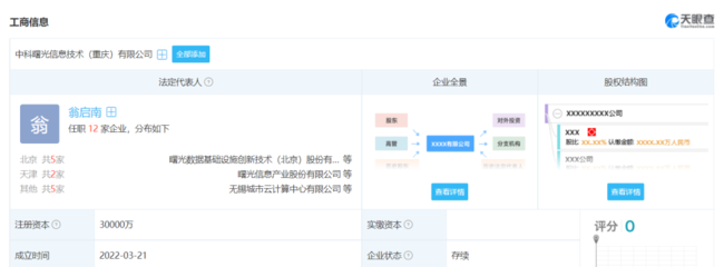 中科曙光深化區域布局，投資3億在重慶成立新公司加碼計算產業